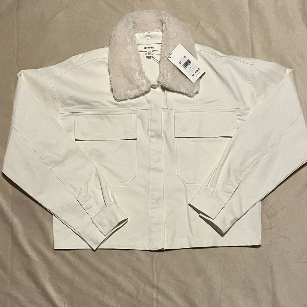 Splendid White  Jacket with fur collar